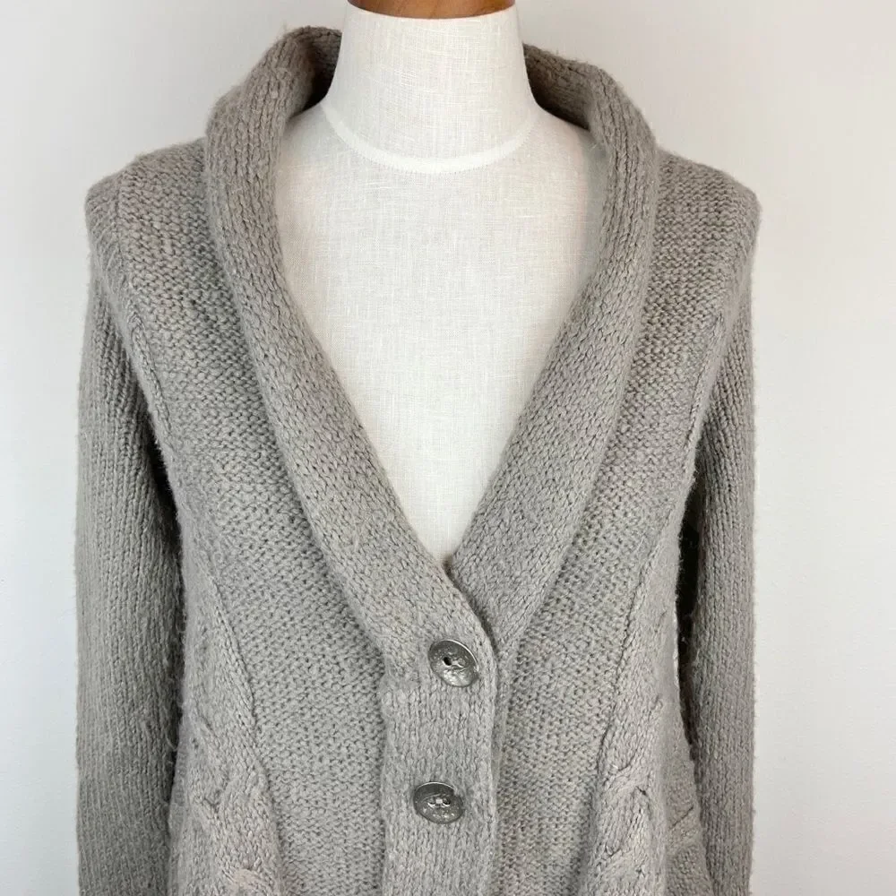 Free People Cable Knit Button Slouchy Cardigan